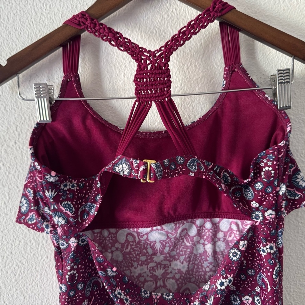 Arizona Jean Paisley Flounce Braided Tankini Swim Top Large Boho Beach - Picture 6 of 11